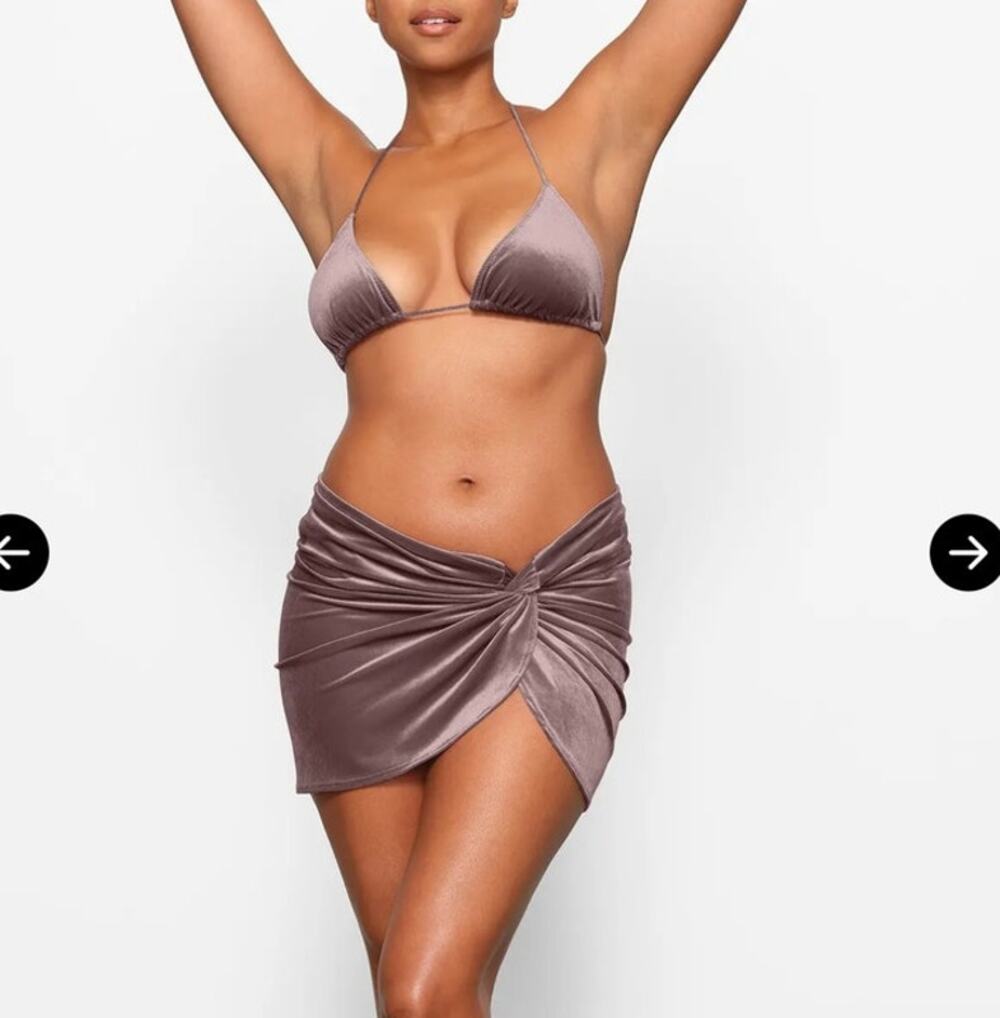 SKIMS Velvet Sarong Mini Skirt - Women's Size M - Mauve (taupe-purple)